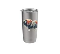 Geometric Art Musk Ox Oxen Stainless Steel Insulated Tumbler