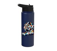 Geometric Art Tiger Lover Stuff Mosaic Tiger Stainless Steel Insulated Water Bottle