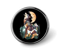 Geometric Art Wolf Mountains Enamel Brooch Lapel Pin Badge Button Pins for Backpacks Hats Cute Funny 1"