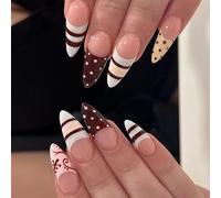 Geometric Artificial Nails ABS False Nails Quick Stick Design for Commuters and Social Event Like Parties Press on Hoofs