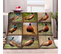 Geometric atlas Throw Blanket Animal Pheasant Fleece Blanket 127x178 cm Flannel Blankets for Bed Couch and Sofa Soft Fluffy Blanket for Outdoor Travel Bedroom living Room