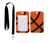 Geometric Basketball Sports ID Badge Holder with Black Lanyard, Photocard Holder, Vertical Cards Protector for Paramedic, Vertical ID Cards Protector for Student, Nurse Accessories Work Teacher Stuff