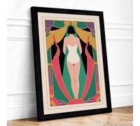 Geometric Beauty in Gold Art Deco Framed Wall Art Print A2 (59.4×42cm) Black, Wall Decor for Living Room, Bedroom, Office & Home, Ready to Hang, Art Gift