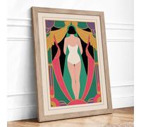 Geometric Beauty in Gold Art Deco Framed Wall Art Print A3 (42×29.7cm) Oak, Wall Decor for Living Room, Bedroom, Office & Home, Ready to Hang, Art Gift