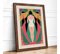 Geometric Beauty in Gold Art Deco Framed Wall Art Print A3 (42×29.7cm) Walnut, Wall Decor for Living Room, Bedroom, Office & Home, Ready to Hang, Art Gift