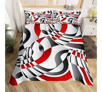 Geometric Bedding Set Barclay Arcs Shapes Duvet Cover Set Kids Boys Girls Swirl Comforter Cover Red Black White 3Pcs Double Size Boys