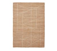 (Geometric - Beige, 120 x 170 cm) Large 100 % Jute Rugs Handmade Eco-friendly Flatweave Rustic Natural Look Beige Brown Area Rug Plain Neutral Mat