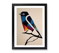 Geometric Bird No.3 Abstract Framed Print | A2 Black Framed Wall Art | Ready to Hang | Abstract Fantasy Picture | Living Room Bedroom Lounge Office