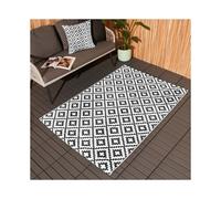 (Geometric Black, 120 x 170cm) OHS Outdoor Waterproof Garden Rug Large Floor Patio Deck Round Rectangle Foldable Porch Poolside Balcony Tiles