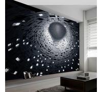 Geometric Black Grey Space Squares Non-Woven Wall Mural 300W x 210H cm, Abstract Premium Photo Wallpaper Art Print - Bedroom Wall Mural Decoration Poster Picture Wallpaper Modern Design