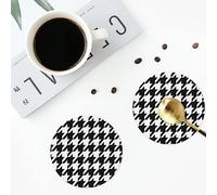 Geometric Black White Coasters for Drinks 4 Pack Non-slip Leather Coasters Round cup mat for home Tabletop Decor 10 cm
