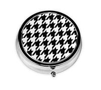 Geometric Black White Print Round Pill Organizer 3 Compartment Pill Box Portable Medicine Pill Case for Outdoor Travel
