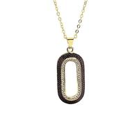 Geometric Black Zircon Pendant with Two-Tone Chain - Made in China