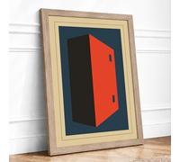 Geometric Block Industrial Framed Wall Art Print A4 Oak