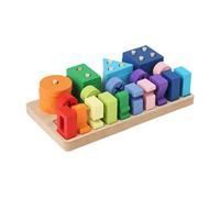 AWHAO Geometric Blocks Wooden Learning Toys for Children Ages 1 2 3+ Boys Girls