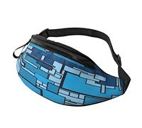 Geometric Blue Black Fanny Pack for Women Men Fashion Waist Bag Belt Bags with Adjustable Strap Casual Bum Bag for Cycling Workout Hiking Traveling Running Sport