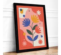 Geometric Botanical Bloom Mid-Century Framed Wall Art Print A1
