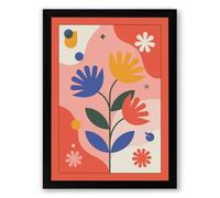 Geometric Botanical Bloom Mid-Century Framed Wall Art Print A1 (84.1×59.4cm) Black, Wall Decor for Living Room, Bedroom, Office & Home, Ready to Hang, Art Gift