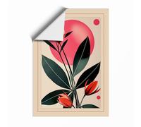 Geometric Botanical Study Mid-Century Unframed Wall Art Print A2 (59.4×42cm), Wall Decor for Living Room, Bedroom, Office & Home, Art Gift