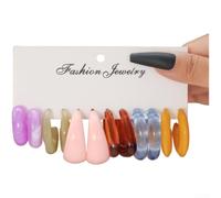 Geometric C Shape Acrylic Earrings for Women Minimalist Drop Hoops Bright Resin Dangle Jewellery Modern Chic Outfit Complement One Pair(F)