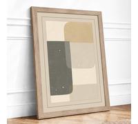 Geometric Calm Minimalist Framed Wall Art Print A2 (59.4×42cm) Oak, Wall Decor for Living Room, Bedroom, Office & Home, Ready to Hang, Art Gift