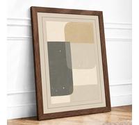 Geometric Calm Minimalist Framed Wall Art Print A2 (59.4×42cm) Walnut, Wall Decor for Living Room, Bedroom, Office & Home, Ready to Hang, Art Gift