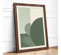Geometric Calm Minimalist Framed Wall Art Print A2 (59.4×42cm) Walnut, Wall Decor for Living Room, Bedroom, Office & Home, Ready to Hang, Art Gift
