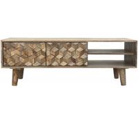 Geometric Carved Mango Wood 118cm TV Unit