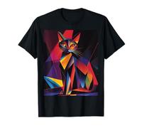 Geometric Cat Design Modern Abstract Animal Art T-Shirt