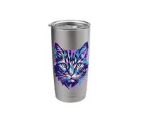 Geometric Cat Face Colorful Polygon Abstract Cats Art Design Stainless Steel Insulated Tumbler