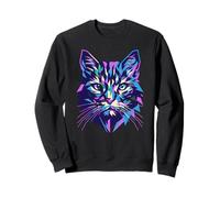 Geometric Cat Face Colorful Polygon Abstract Cats Art Design Sweatshirt