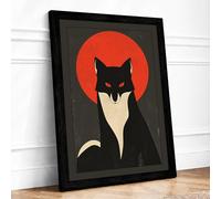 Geometric Cat Icon Modern Framed Wall Art Print A4 (29.7×21cm) Black, Wall Decor for Living Room, Bedroom, Office & Home, Ready to Hang, Art Gift