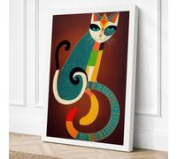 Geometric Cat in Canvas Wall Art Print 30x20 Inch