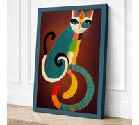 Geometric Cat in Canvas Wall Art Print 30x20 Inch