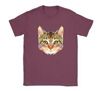 Geometric Cat Mens T-Shirt XX-Large Maroon Crazy Cat Lover Cool