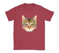 Geometric Cat Mens T-Shirt XX-Large Red Crazy Cat Lover Cool