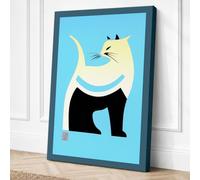 Geometric Cat Mid Century Canvas Wall Art Print 24x16 Inch