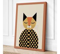 Geometric Cat Portrait Canvas Wall Art Print 24x16 Inch