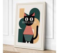 Geometric Cat Portrait Canvas Wall Art Print 30x20 Inch