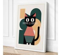 Geometric Cat Portrait Canvas Wall Art Print 36x24 Inch