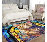 Geometric Cat Rugs for Living Room Bedroom, Stained Glass Area Rugs Large 200 X 290 cm, Washable Non Slip Pattern Carpet Home Decor C16
