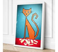 Geometric Cat With Kits Canvas Wall Art Print 36x24 Inch