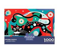 Geometric Cat Wooden Jigsaw Puzzle Waterproof 1000 Piece Puzzles for Adults Gifts Colourful Home Decoration