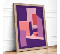 Geometric Chambers Minimalist Framed Wall Art Print A4 (29.7×21cm) Oak, Wall Decor for Living Room, Bedroom, Office & Home, Ready to Hang, Art Gift