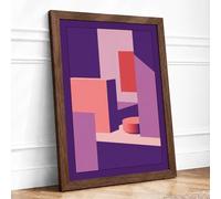 Geometric Chambers Minimalist Framed Wall Art Print A4 (29.7×21cm) Walnut, Wall Decor for Living Room, Bedroom, Office & Home, Ready to Hang, Art Gift
