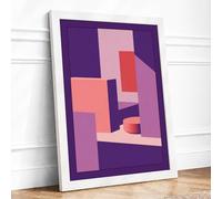 Geometric Chambers Minimalist Framed Wall Art Print A4 (29.7×21cm) White, Wall Decor for Living Room, Bedroom, Office & Home, Ready to Hang, Art Gift
