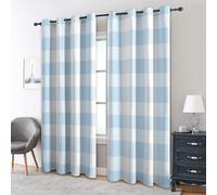 Geometric Checkered Plaid Blackout Curtains, 72 Drop, Blue and White Gingham Printed Curtains for Living Room, Bedroom, Eyelet Drapes for Window Home Decor, 46x72 Inch 2 Panels a1c1-92