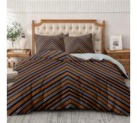 Geometric Chevron Duvet Cover Set Single Size 135x200 cm | 3D Printed Retro Stripe Quilt Cover with Zipper Closure, Easy Care Bedding Set, Microfiber Quilt Bed Set H-395