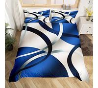 Geometric Circle Bedding Set Blue Grey and Black Comforter Cover for Kids Boys Girls Teens Duvet Cover Breathable Abstract Art Bedspread Cover Modern Luxury Room Decor Quilt Cover Double Size