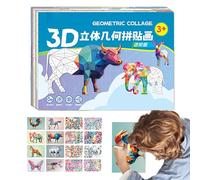 Geometric Collage Kit - Educational Jigsaw Paper Toy, Interactive Puzzle Craft Kits, Learning Activity Brain Development Creative Set | Suitable for Boys Girls Children Adults Kindergarten Birthday